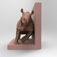 rinoceronte reggilibri libro casalinghi generale arredamento biblioteca scaffale stampabile libreria moda squillare mensola studio arte 3dprint Stampa sculp scultura Casa 3d print model - Mito3D