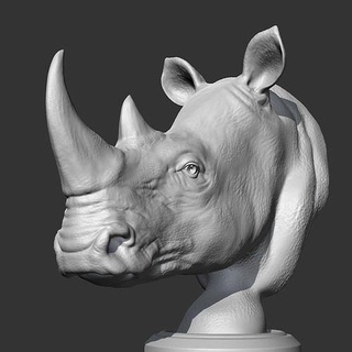 rhino head am12 3d print model mammal bust animal sculpture statue monument download figurine printer kitty miniature miniatures art sculptures 3d print model - Mito3D