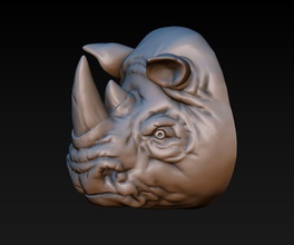 rhino cabeça a arte sw rinoceronte animais estilizado estilo 3d imprimir stud botão de punho hipopótamo o preto branco asiática africano indiana esculturas 3d print model - Mito3D