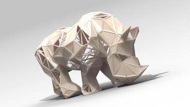 rhino lattice games-toys animal printable nature stylized mesh wire mammal fauna decor games toys 3d print model - Mito3D