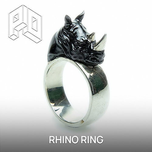 rhino ring - statement 3d printable jewelry silver sterling fashion animal jewellery jewel rings 3D print model - Mito3D
