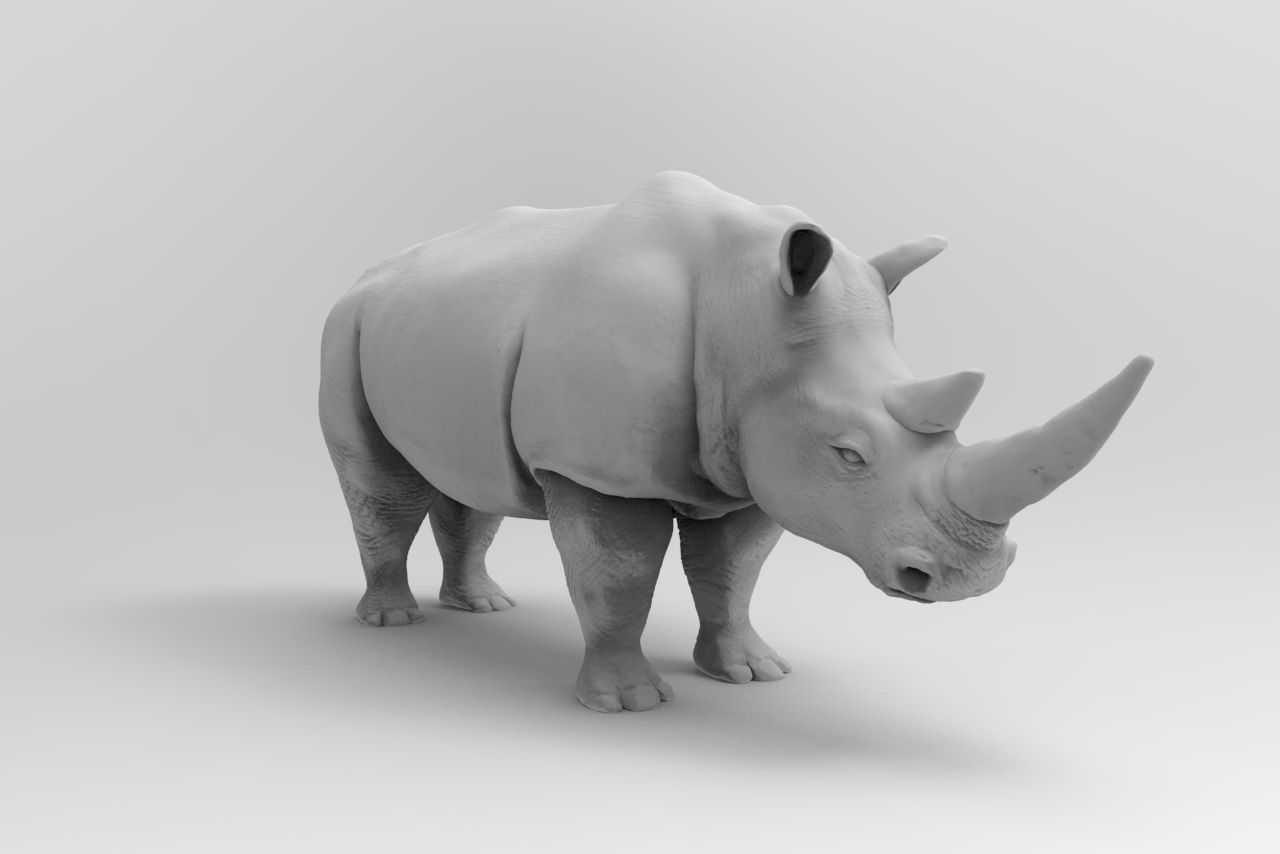 el rinoceronte art la estatua escultura animal rhino de los mamíferos las esculturas 3D print model - Mito3D