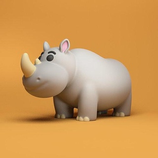 rinoceronte juguete Huella animal impresión coleccionables safari selva dibujos animados 3dprint 3dmodel lindo Arte esculturas 3d print model - Mito3D