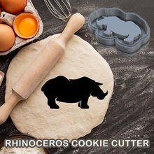 rhinoceros cookie cutter pastry dough biscuit sugar food cookies cutters animal house kitchen dining 3d print model - Mito3D