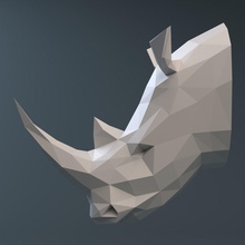 rhinoceros testa art aniamals rhino sfaccettato lowpoly basso poli di stampa stampabile la scultura statua gioco interni sculture 3d print model - Mito3D