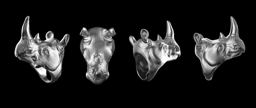 rhinocéros bague argent imprimable sterling défense safari africain motards animal grand sceau homme zoo bijoux anneaux 3d print model - Mito3D