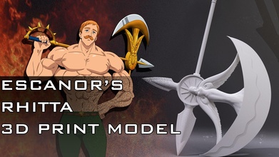 rhitta 3d print model axe spikes escanor deadly sins knight battle cutting bladed weapon anime games toys 3d print model - Mito3D