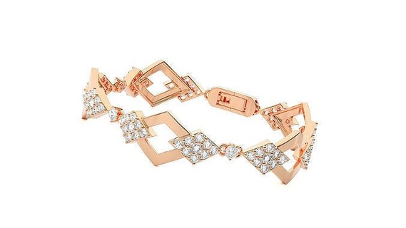 rhombus chain link high jewelry diamond bracelet 3dm stl renders heavy unisex printable jewel wedding jewellery luxury bracelets cuban italian 3d print model - Mito3D