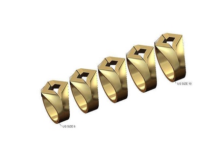 rhombus shaped signet ring us sizes 6to10 v chevron fashion jewelry printable gold silver luxury classic sterling stacker 3d model statement gents rings 3d print model - Mito3D