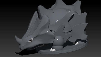 rhyhorn triceratops pokemon nintendo impresión miniatura 3d captura juegos juguetes 3d print model - Mito3D