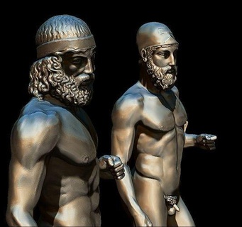 riace bronzo guerriero statua reggio Calabria bronzi anatomia barbuto arcaico greco monumento Italia scultura 3dprinted francobollo arte sculture 3d print model - Mito3D