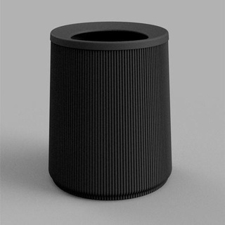 ribbed mini trashcan container trash houseware storage recycling general decor empty decorative modern bathroom bedroom kitchen desk functional grey furniture minimalist unique house 3d print model - Mito3D
