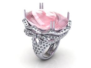 cinta cóctel aureola oval anillo oro joyería joya plata imprimible diamante libra esterlina moda vestir brillante belleza grande anillos 3d print model - Mito3D