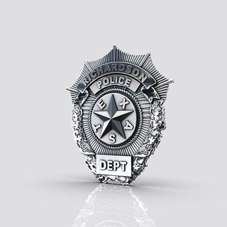richardson police badge gold sculpture 3d model cnc ribbon coat arms silver wreath star art coins badges 3d print model - Mito3D
