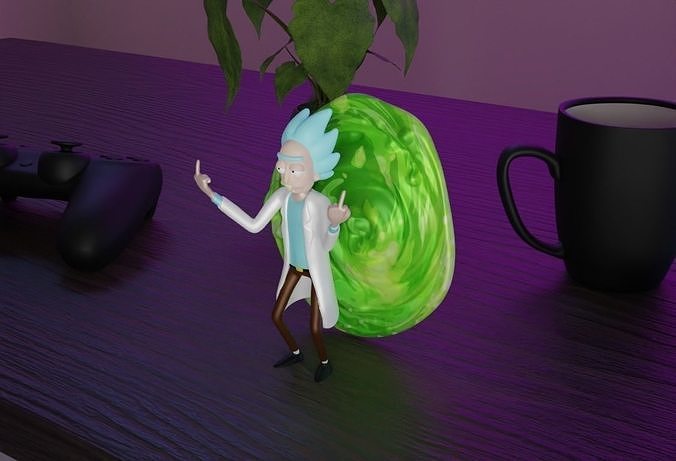 rick Sanchez orta parmak 3 çılgın multiverse turşu şakül küçük becerikli anatomi park meeseeks kuş insanı Morty büyükbaba portal tabanca oyunlar oyuncaklar 3D print model - Mito3D