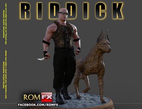 riddick aktion zahl druckbar vin diesel chroniken hollywood berühmtheit realistisch hyäne hund messer diorama vin scifi männlich charakter sci fi spiele kunst skulpturen 3d print model - Mito3D