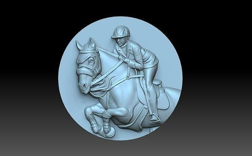 jinete caballo carreras vaquero carrera caballos corcel semental montando alivio figurilla Arte monedas insignias 3d print model - Mito3D