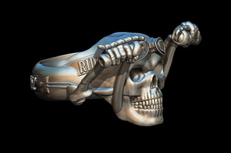 rider skull ring jewelry biker skullring ringskull giger alien biomechanics jewellery jewelri rings rin silver fantasy fictional creature jewel gold motorbike cyclist 3d print model - Mito3D