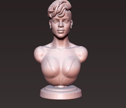 rihanna sculpture ready to print bust female statue head figure face bronze marble portrait woman american singer art sculptures 3d print model - Mito3D