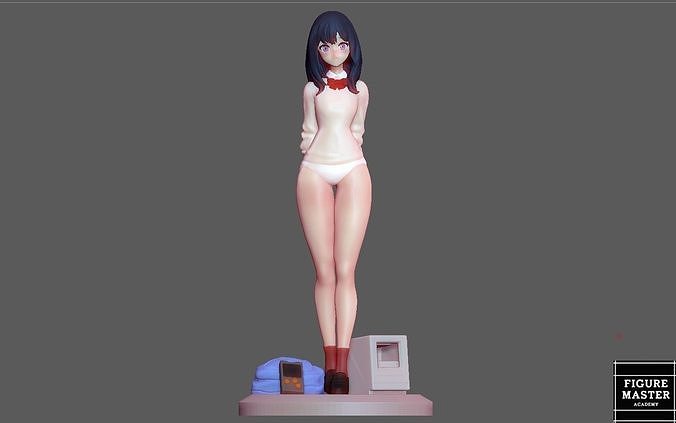 rikka nsfw anime girl grid man 3d print model art sculptures 3D print model - Mito3D