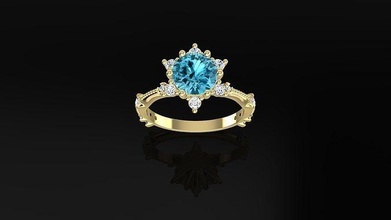 rinde n29 ring gelb rose blau zirkon saphir diamant brillant hochzeit druckbar weiß engagement licht gewicht dom solitär budget hellblau silber schmuck ringe 3d print model - Mito3D