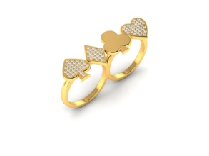 ring 1402 Gold Schmuck druckbar Hochzeit Engagement Ring Platin Diamant brillant wertvoll spielen Karten Juwel Luxus Silber Sterling Ringe 3d print model - Mito3D
