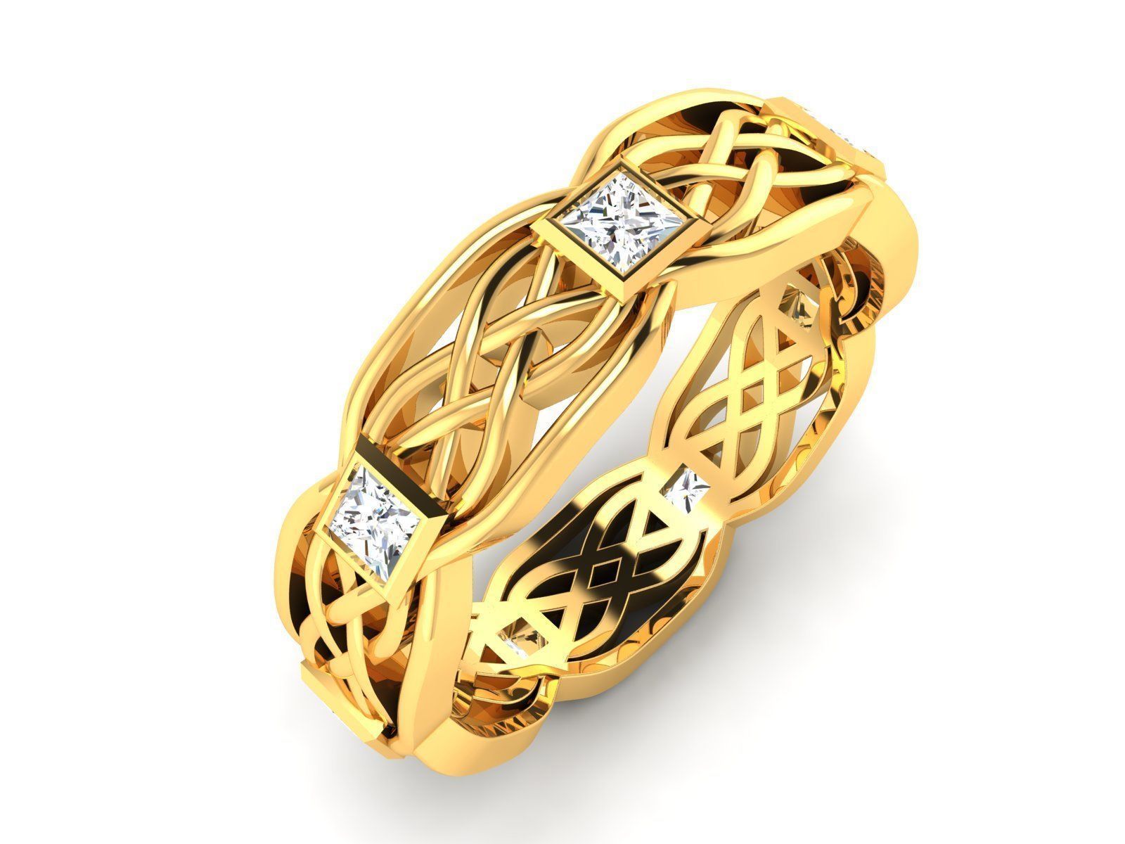 ring 8155 céltico boda anillo oro diamantes imprimible platino diamante brillante joya joyería compromiso anillos 3D print model - Mito3D