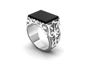 ring anel ônix in esterlina prata murzskie ouro dedo pedra joalheria argolas 3d print model - Mito3D