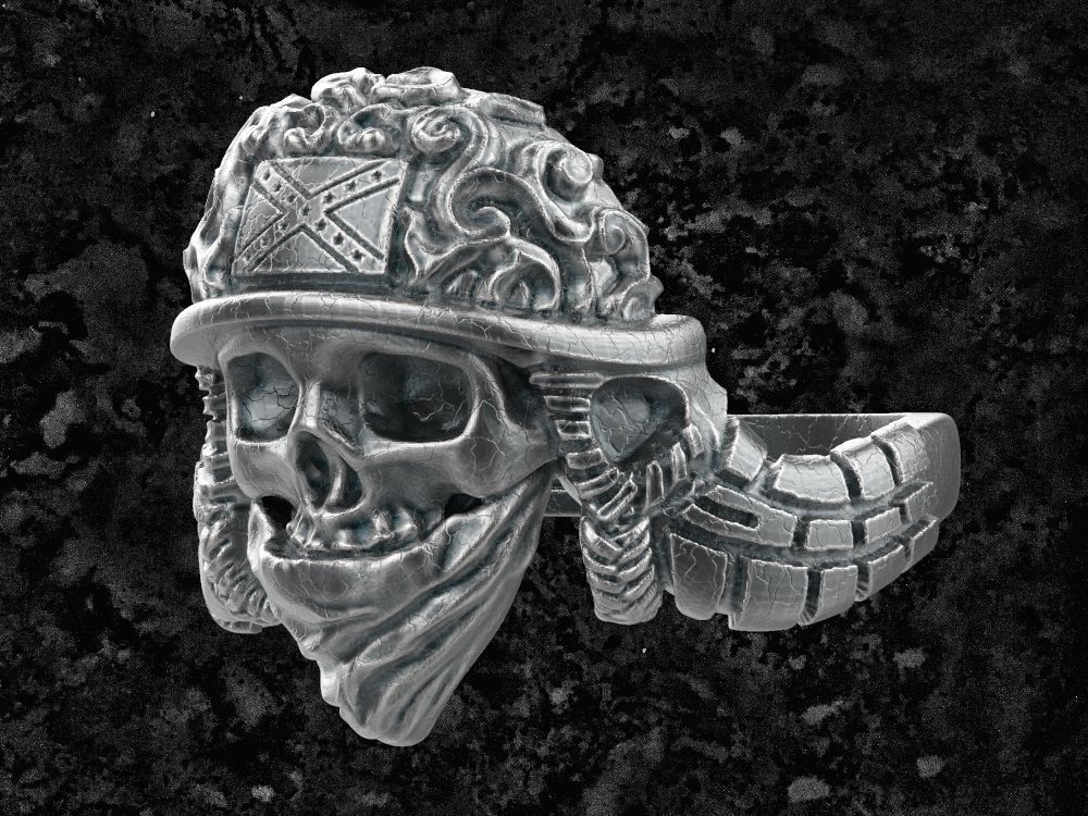 anneau de motard bijoux l'anneau les anneaux imprimable d'argent le motos crâne 3D print model - Mito3D