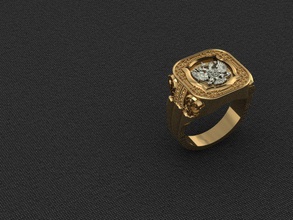 ring coat eagle squillare cappotto aquila oro uccello argento gioielleria storia sfida diamante tagliare gemma uomo anelli 3d print model - Mito3D