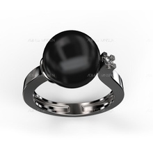 anillo-dm perla la joyería el diamante anillo stl pearl cad imprimible diseño 3d blanco de oro sterling plata moda las joyas compromiso boda los anillos 3d print model - Mito3D