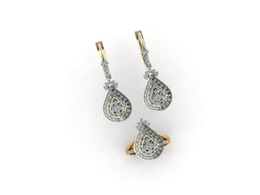 ring earrings pear drop bague or argent gemme diamant bijoux poire laissez tomber l'histoire défi bijou bonjour tire anneaux boucle d'oreille boucles d'oreilles 3d print model - Mito3D