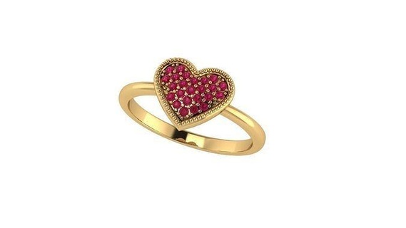 ring heart v2 bijoux cœur minuscule engagement art platine or argent mode beauté vêtements 3d goujat impression cadeau bague Juif brillant traditionnel anneaux 3d print model - Mito3D