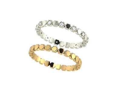 ring hexagon mini yüzük takı mücevher yazdırılabilir gümüş altın elmas angagem moda cad nişan güzellik 3d hediye taş beyaz yüzükler 3d print model - Mito3D