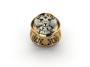 ring man eagle bague aigle or argent gemme onyx diamant blason sceau bijoux anneaux 3d print model - Mito3D