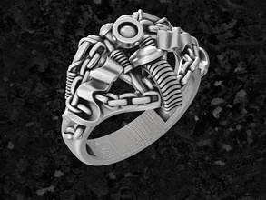 ring-moto6 jewelry ring printable silver motorcycle biker rings 3d print model - Mito3D