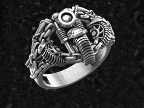 bague de-moto bijoux de l'anneau les anneaux d'argent imprimable le moto motard 3d print model - Mito3D