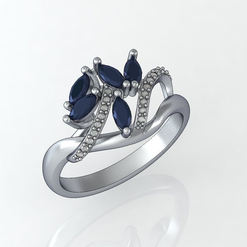 anneau de saphir bijoux l'anneau l'impression le les anneaux la marquise 3D print model - Mito3D