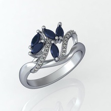 anillo de zafiro la joyería impresión los anillos marquesa 3d print model - Mito3D