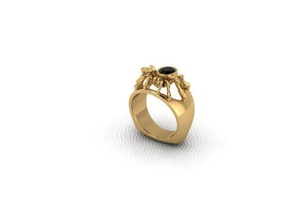 ring spider 2 squillare ragno oro aracnide tarantola scarbitone veleno argento gemma diamante onice gioielleria anelli 3d print model - Mito3D