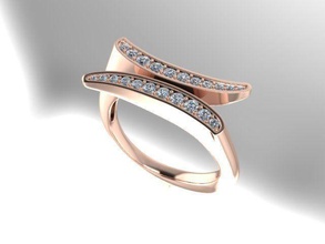 ring001 rose gold ring diamonds platinum jewelry wedding silver fashion rings 3d print model - Mito3D