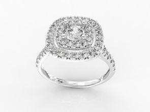 ring002 diamant halo engagement bague bijoux stl obj anneaux 3d print model - Mito3D