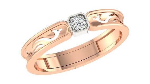 ring0034 Rose Gold Ring Diamant Center Schmuck Silber druckbar Juwel Hochzeit Engagement Platin Halskette engagem Mode Schönheit Saphir brillant Ringe 3d print model - Mito3D