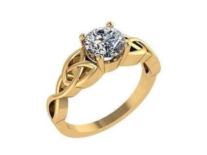 ring012 redondo diamante joyería joya oro compromiso anillo anillo blanco oro Rosa oro anillos céltico nudo eternidad amando 3d print model - Mito3D