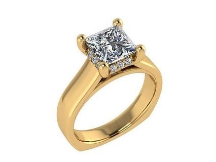 ring028 princess cut diamond engagement ring gold endless wedding white rose jewelry rings 3d print model - Mito3D