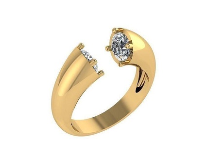ring072 modern ring unique gold diamond yellow gold white rose jewelry rings  3d print model - Mito3D
