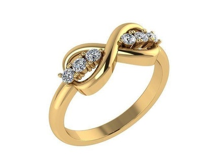 ring090 infinity diamond ring engagement beautifullpresent gold jewelry jellow rose infinityring rings 3d print model - Mito3D