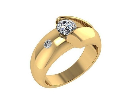 ring091 oro squillare diamante centro giro Fidanzamento fede gioielleria unico rosa bianca moda stampabile anelli 3d print model - Mito3D