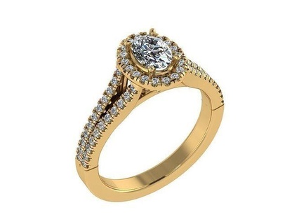 ring104 ovale diamant engagement bague or Halo bijoux unique brillant Rose blanc anneaux 3d print model - Mito3D