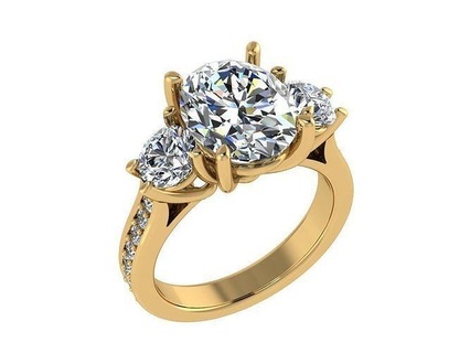 ring107 three stones oval ring roundandovaldiamond engagement wedding unique sparkle brilliant gold jewelry diamant diamond rings 3d print model - Mito3D